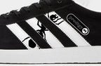 Limited edition The Prodigy / Keith Flint inspired Black  Adidas custom Gazelle trainers / sneakers