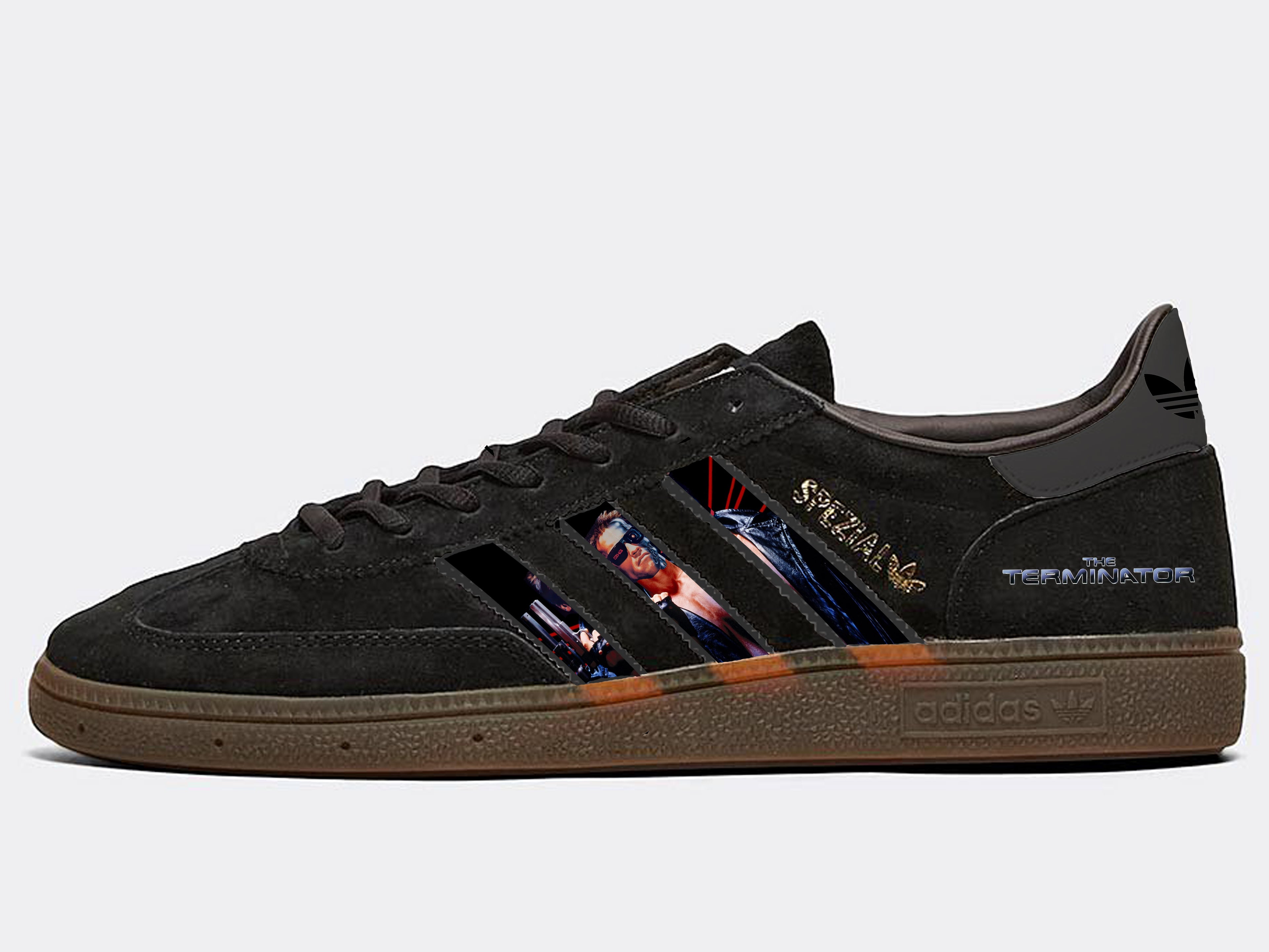 Limited edition The Terminator movie black / grey Adidas custom Handball Spezial trainers / sneakers