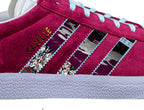 Limited edition Aston Villa Claret / light blue Adidas custom Gazelle trainers / sneakers