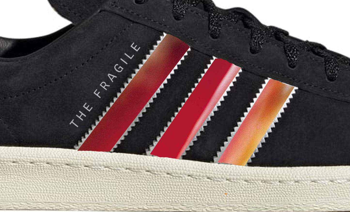 Limited edition Nine Inch Nails "The Fragile" black / silver Adidas custom Campus trainers / sneakers