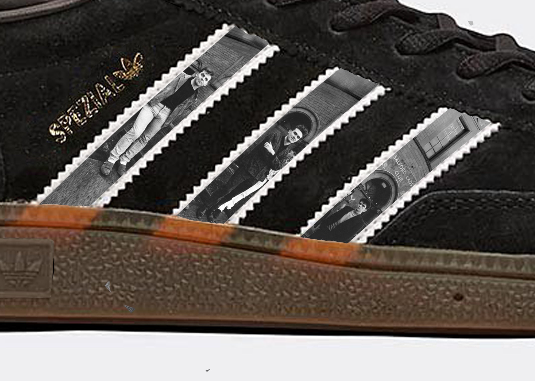 Limited edition The Smiths - There is a light that never goes out - black / white Adidas custom Handball Spezial trainers / sneakers