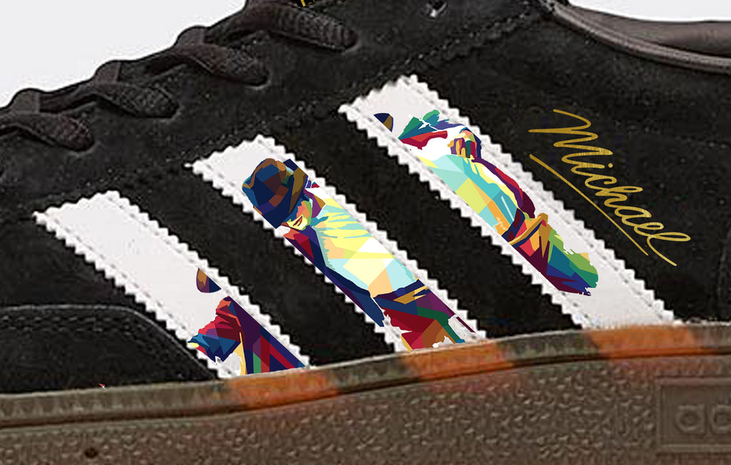 Limited edition Michael Jackson black / white Adidas custom Handball Spezial trainers / sneakers