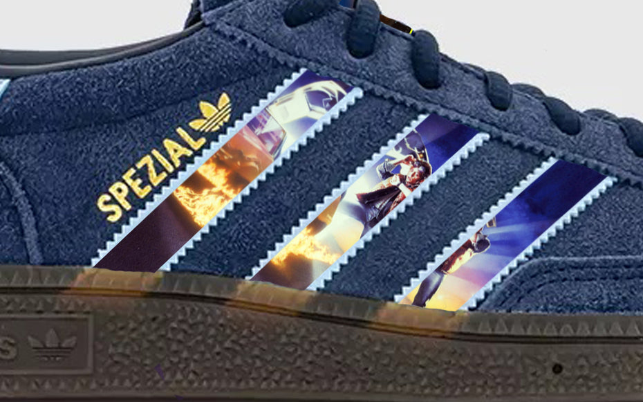 Limited edition Back to the Future movie inspired Blue Adidas Spezial trainers / sneakers