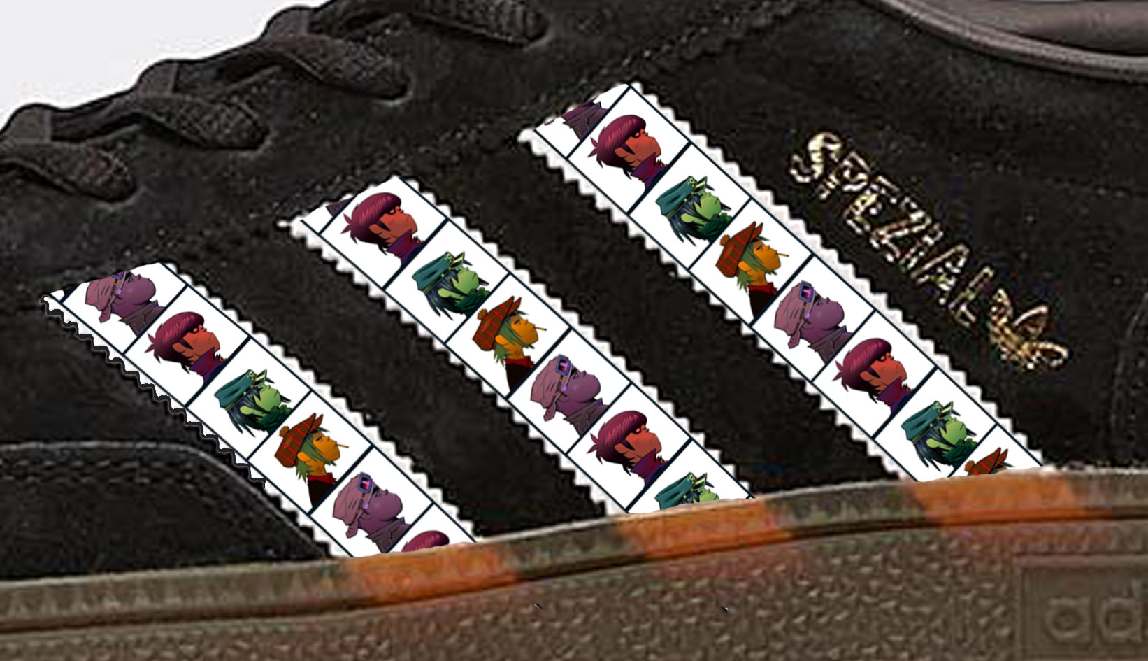 Limited edition Gorillaz Adidas Black custom Spezial trainers / sneakers