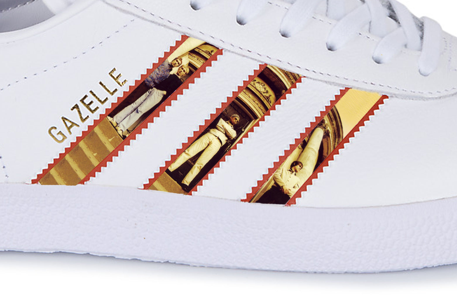 Limited edition Ocean Colour Scene Moseley Shoals custom adidas originals white / red / blue Gazelle trainers / sneakers