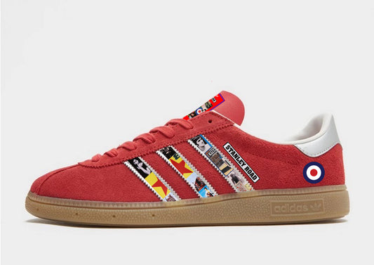 Limited edition Paul Weller Stanley Road Red Adidas custom Munchen trainers / sneakers