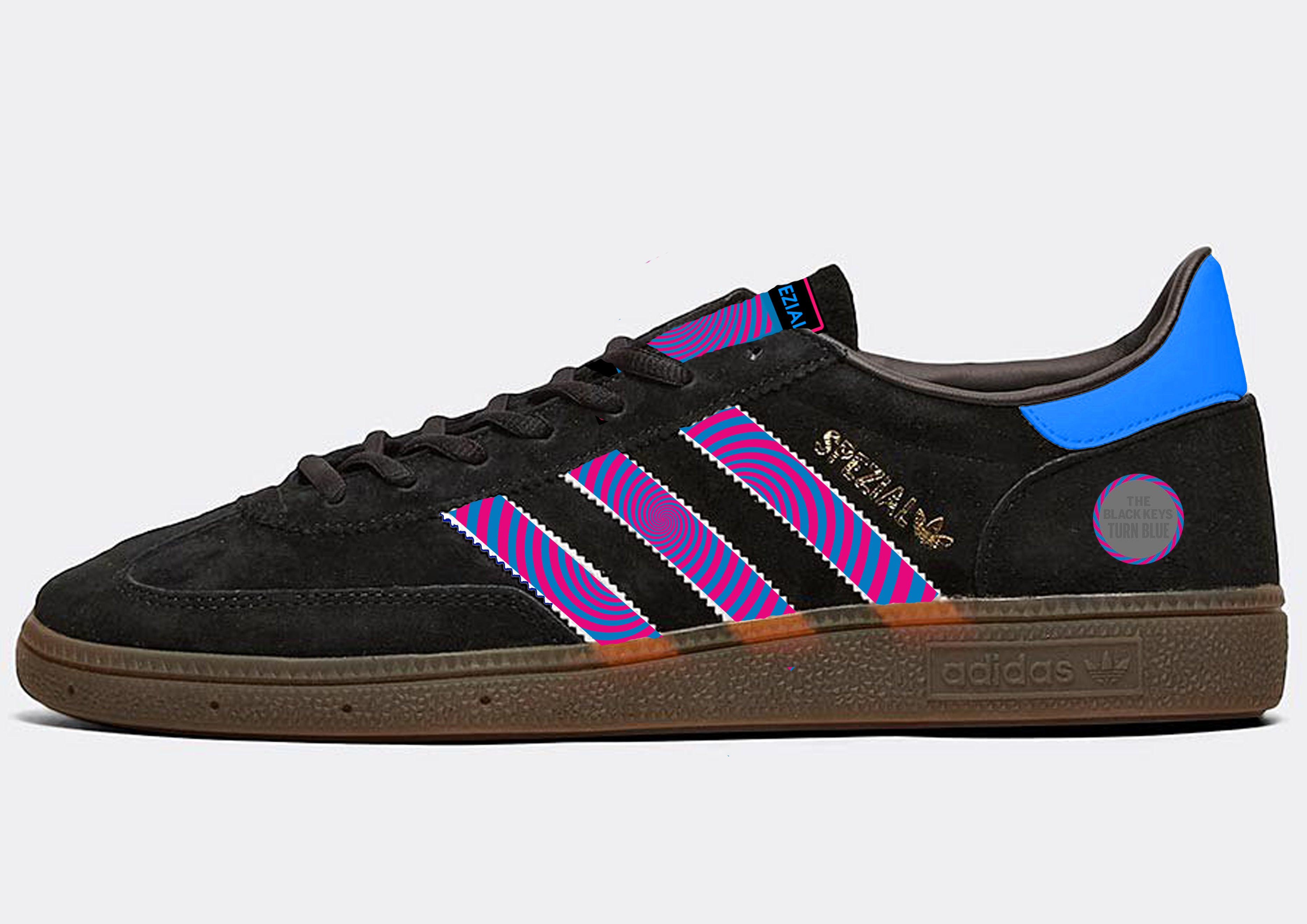 Limited edition The Black Keys Turn Blue Black Adidas custom Handbal Sneakcustomtrainers