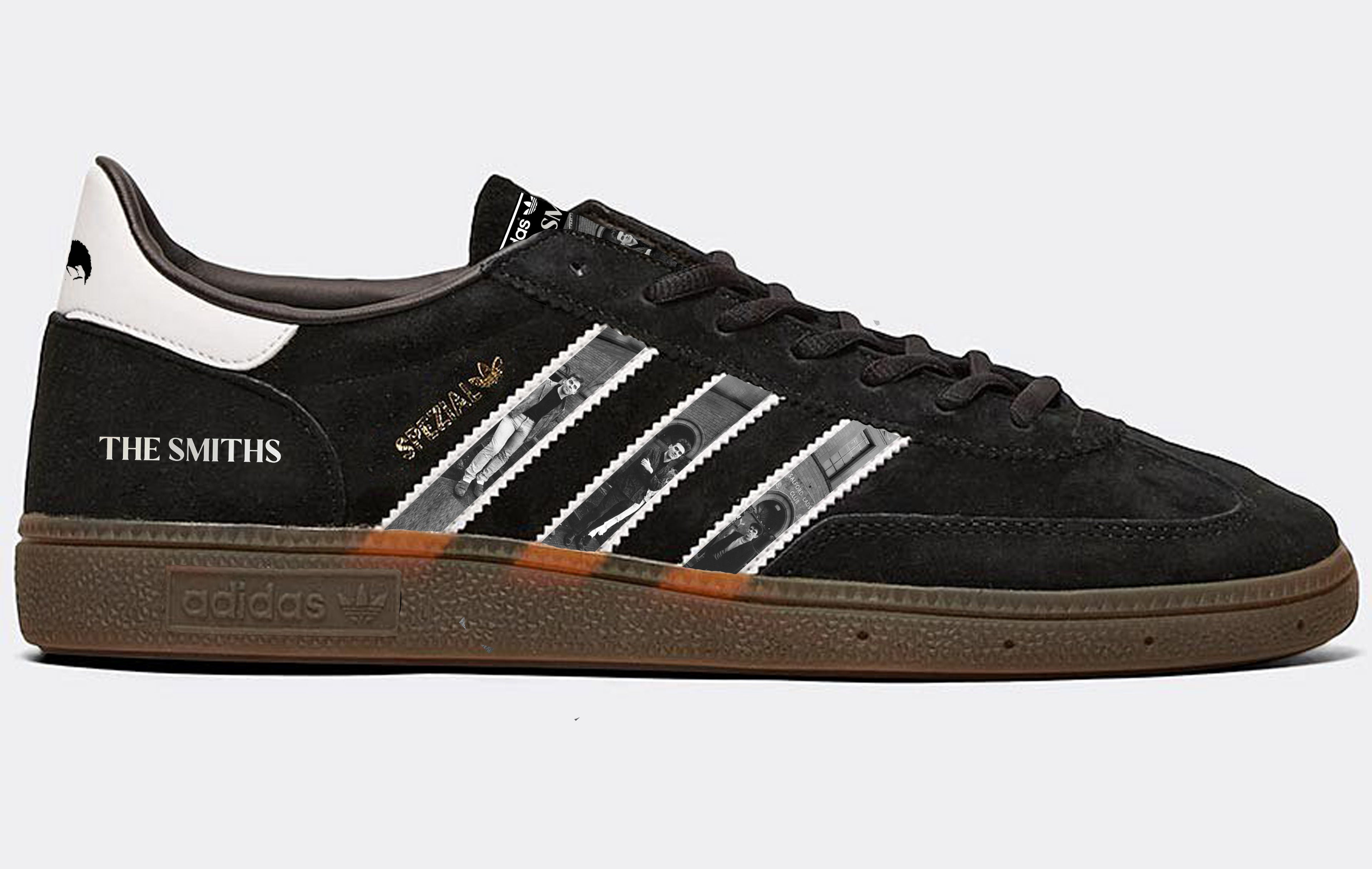 Limited edition The Smiths - There is a light that never goes out - black / white Adidas custom Handball Spezial trainers / sneakers
