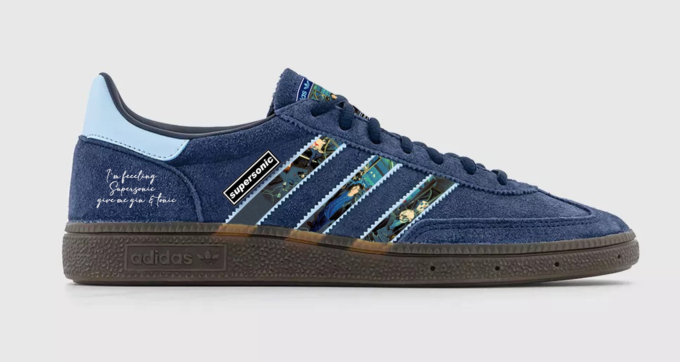 Limited edition Oasis -Supersonic - Adidas Navy custom Spezial trainers / sneakers