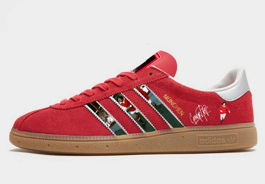 Limited edition George Best Manchester United Adidas Munchen red custom trainers / sneakers
