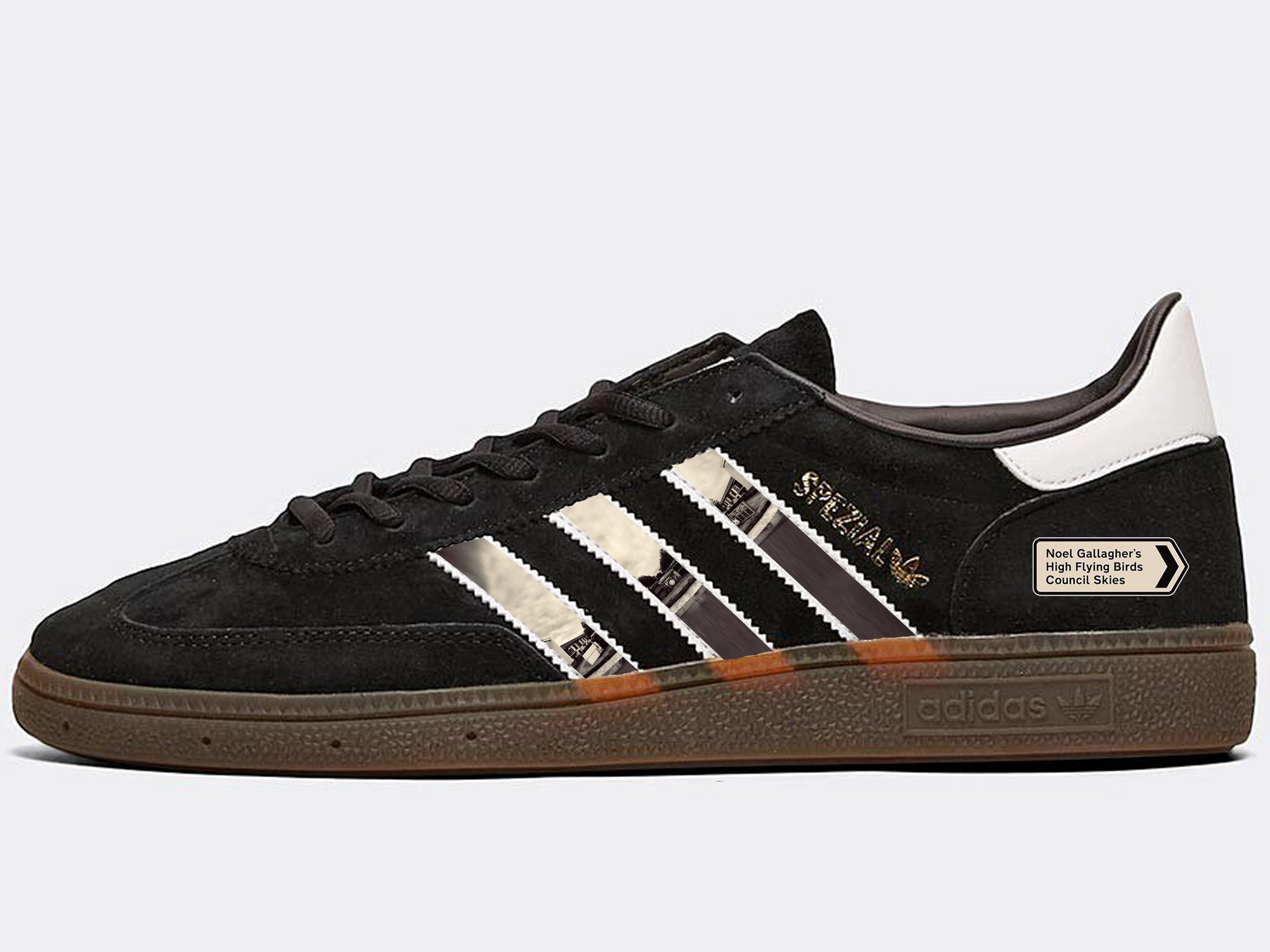 Limited edition Noel Gallagher Council Skies Adidas custom Black / whi –  Sneakcustomtrainers.com