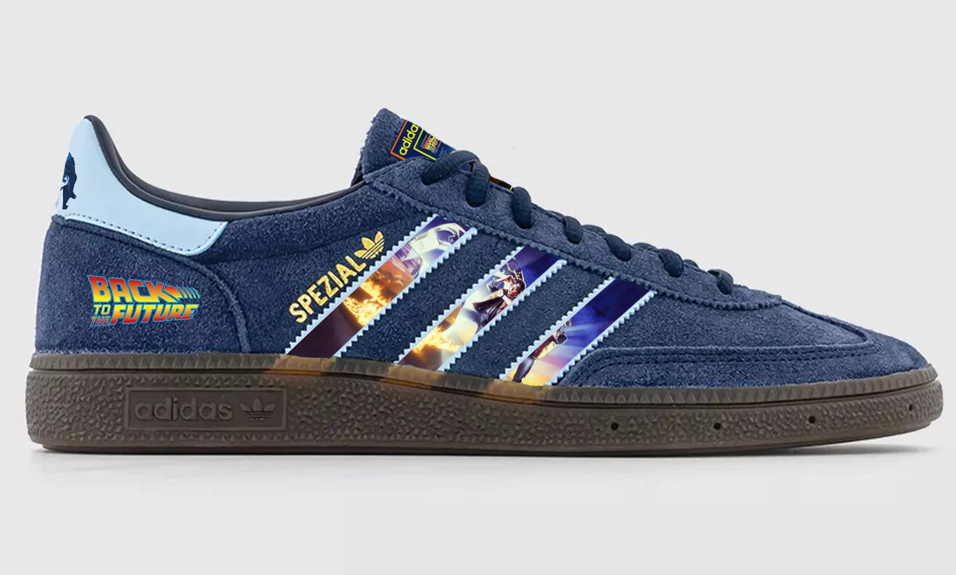 Limited edition Back to the Future movie inspired Blue Adidas Spezial trainers / sneakers