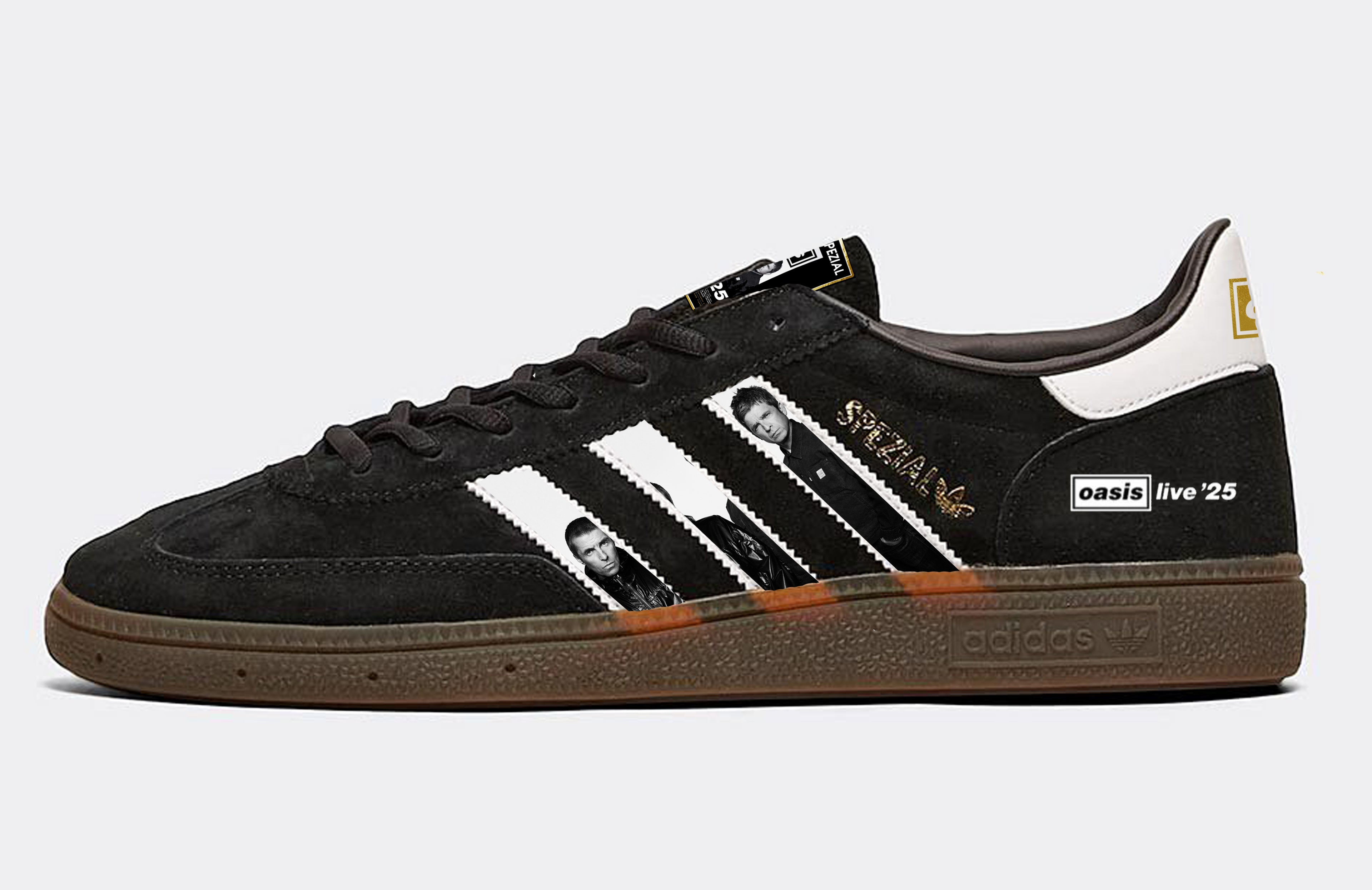 Limited edition Oasis Live 25 Reunion tour Adidas custom Black / white Handball Spezial trainers / sneakers