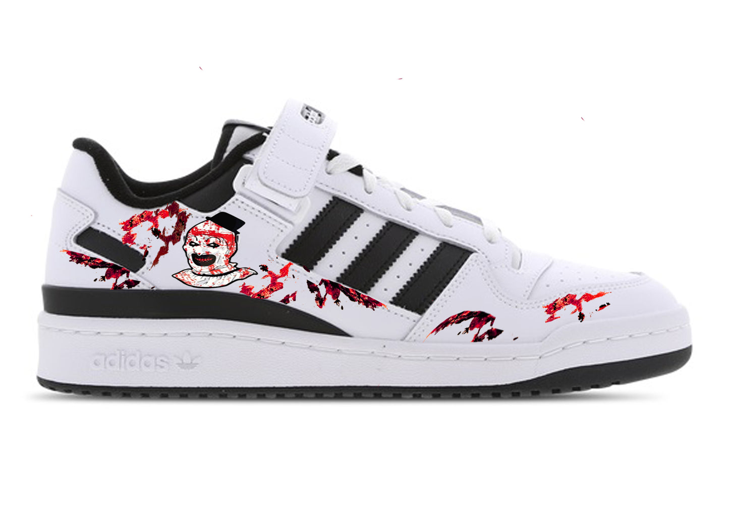 Limited edition Adidas Terrifier Movie Custom White / Black Centeninal Lo trainers / sneakers