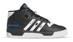 Limited edition Banksy Flower Thrower black/ white/ blue Adidas custom Rivalry Mid trainers / sneakers