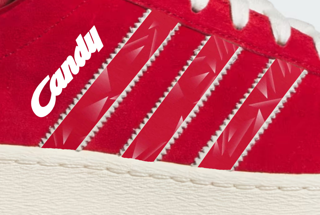 Limited edition Liverpool FC Ian Rush Candy 89/90 Kit  red / white Adidas custom Jabbar trainers / sneakers
