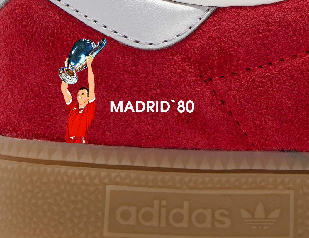 Limited edition Nottingham Forest European cup winners 79 and 80 Custom Adidas Munchen red custom trainers / sneakers