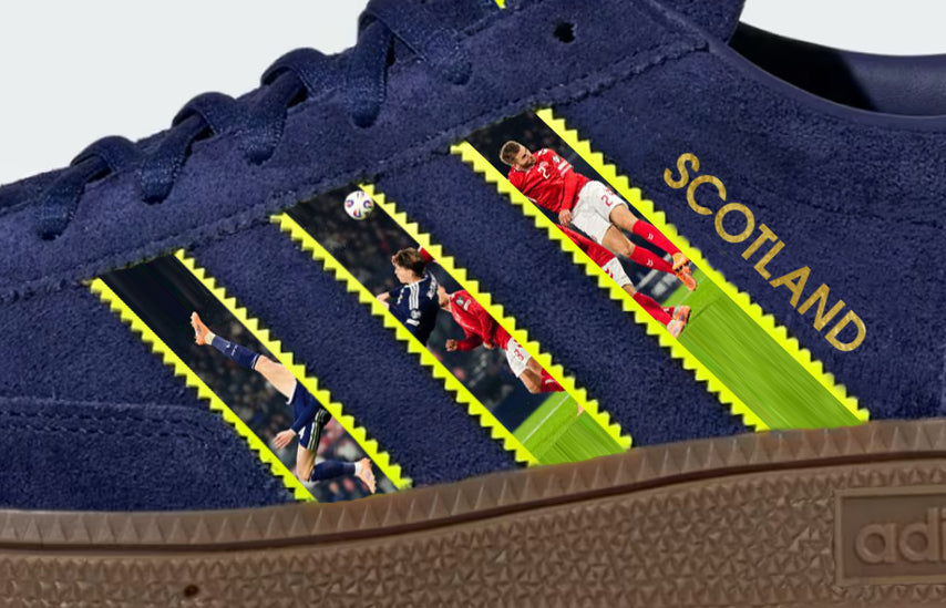 Limited edition Scotland World cup 26 Adidas custom Blue / Neon yellow Spezial trainers / sneakers