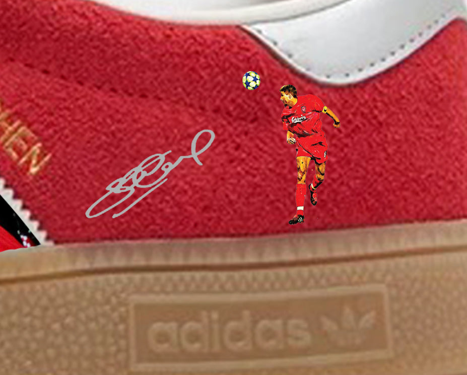 Limited edition Liverpool FC Steven Gerrard Istanbul `05 Adidas Munchen red custom trainers / sneakers