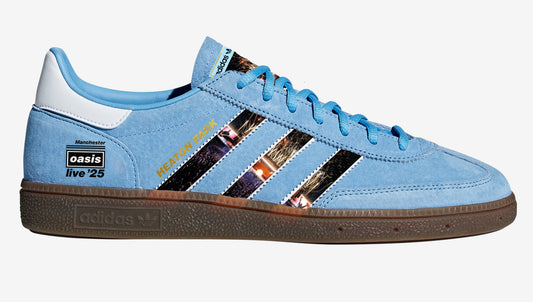 Limited edition Oasis Live 25 Heaton Park Adidas custom Blue / white Handball Spezial trainers / sneakers