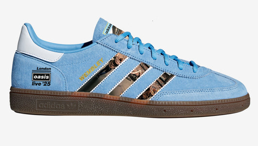Limited edition Oasis Live 25 Wembley Adidas custom Light blue / white Handball Spezial trainers / sneakers