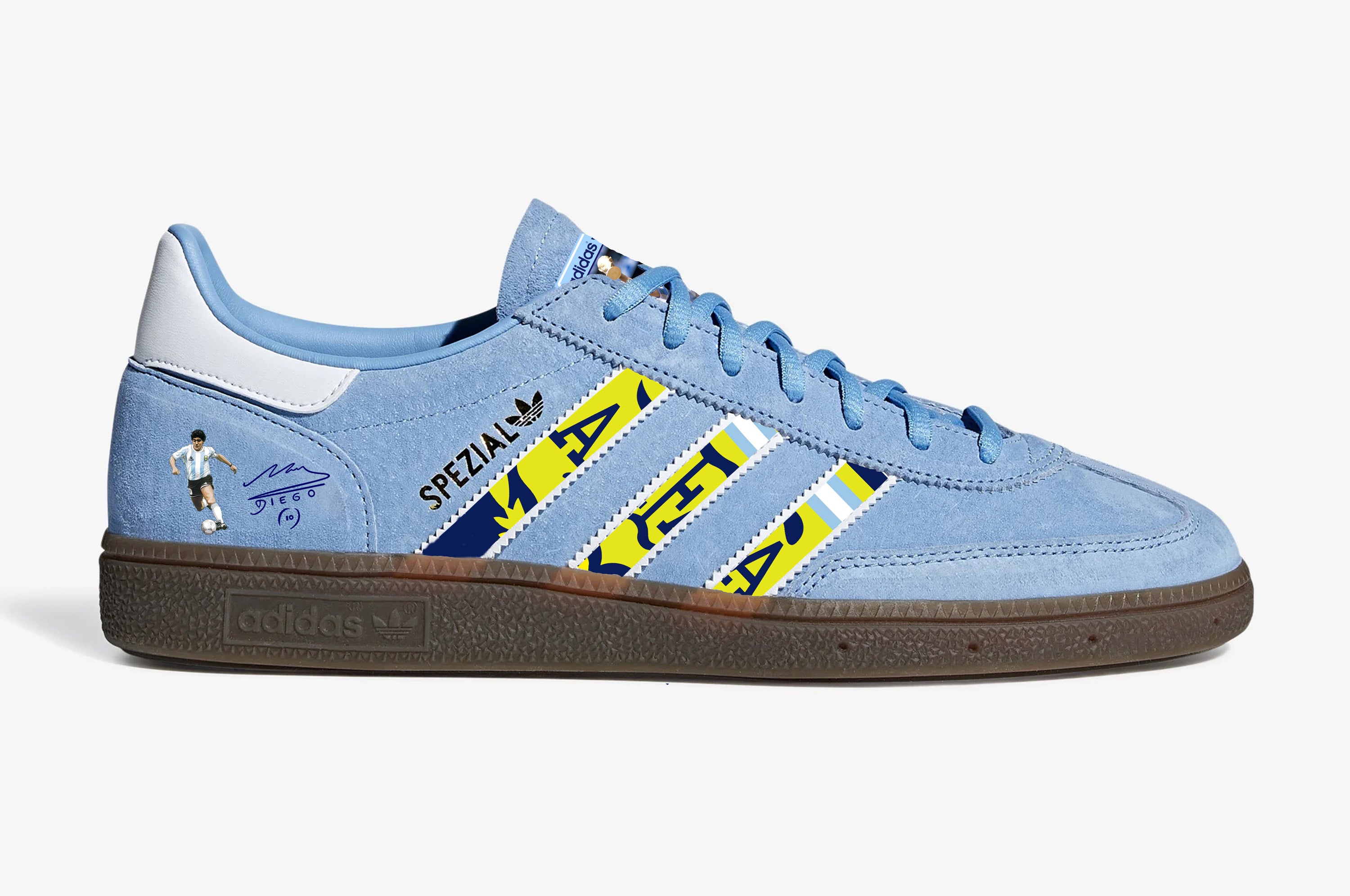 Limited edition Argentina Maradona `86 blue / white Adidas custom Handball Spezial trainers /sneakers