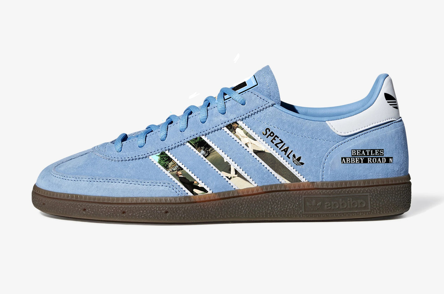 Limited edition The Beatles Abbey Road blue / white suede Adidas Handball Spezial trainers  / sneakers