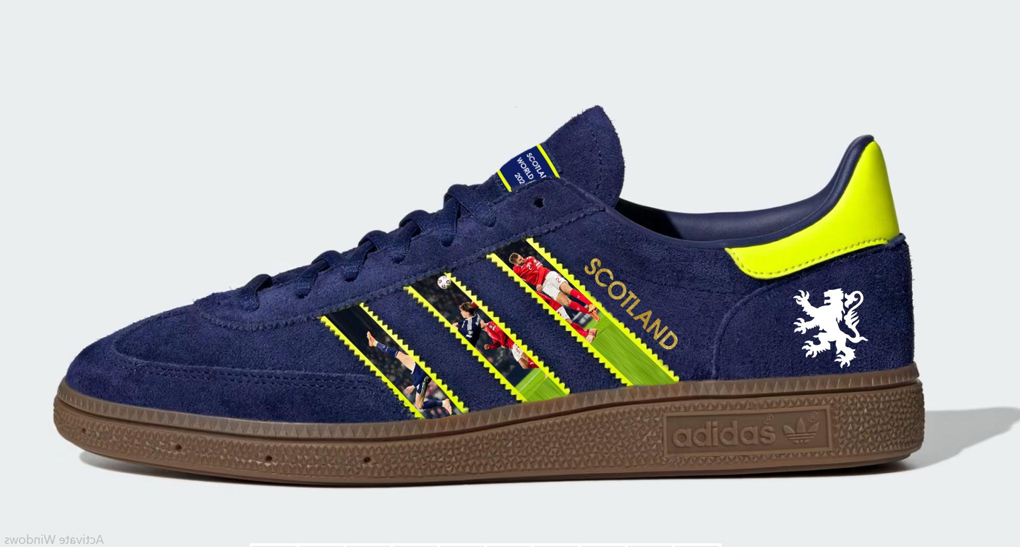 Limited edition Scotland World cup 26 Adidas custom Blue / Neon yellow Spezial trainers / sneakers
