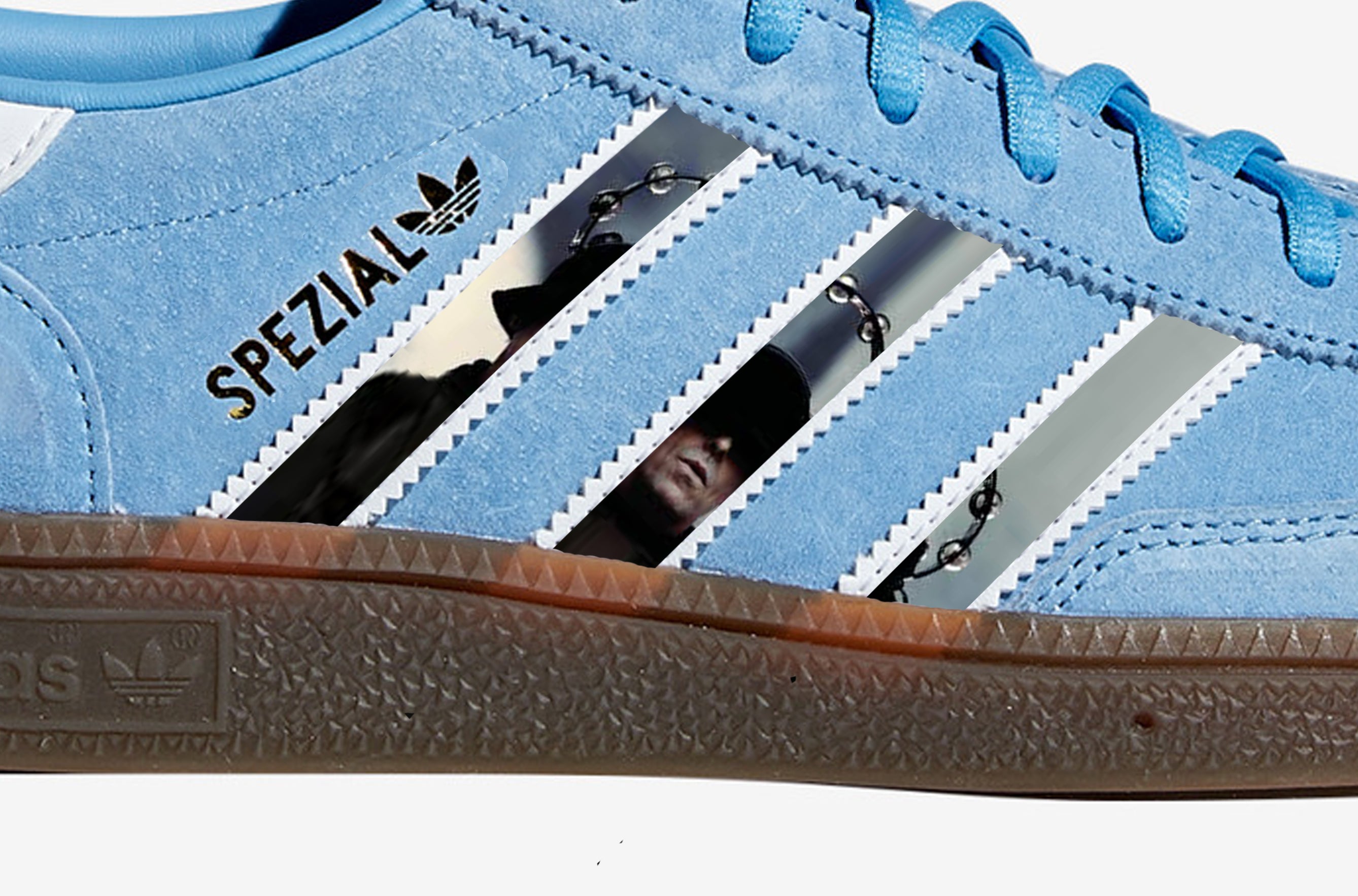 Limited edition Oasis Liam and Noel Adidas custom Light blue / white Handball Spezial trainers / sneakers