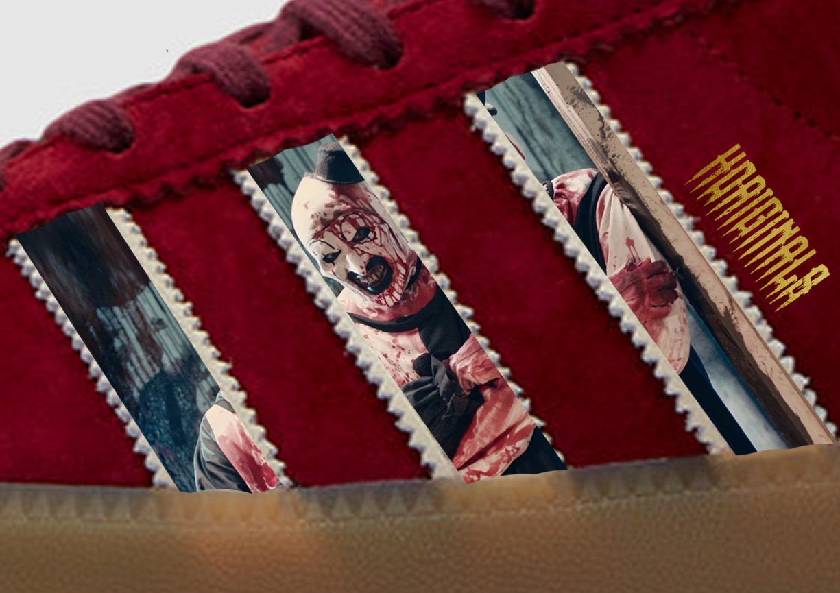 Limited edition Adidas "Horiginals" Terrifier Movie Custom Bermuda  Dark red  trainers / sneakers