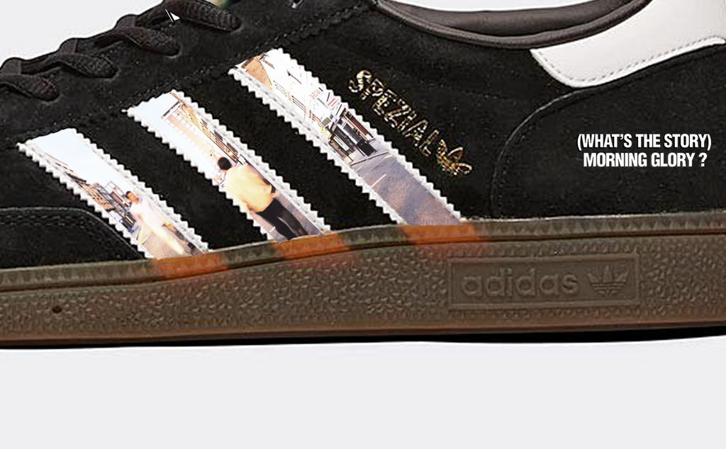 Limited edition Oasis What`s the story morning glory black / white Adidas custom Handball Spezial trainers / sneakers
