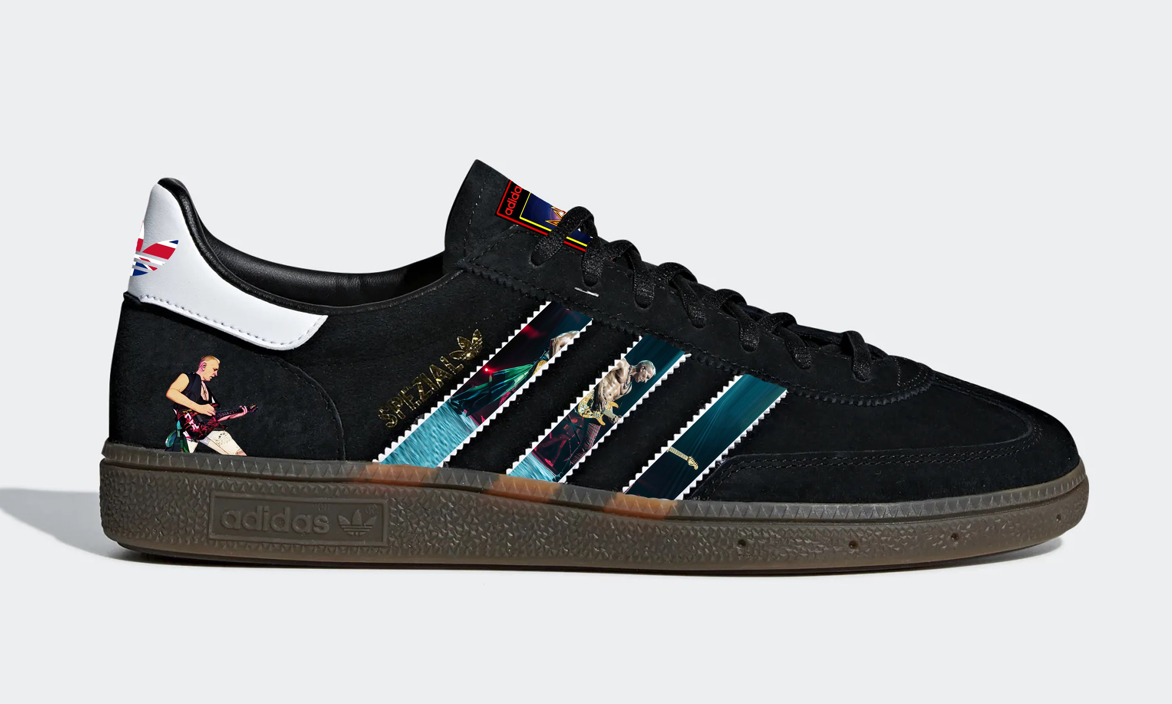 Limited edition Def Leppard - Adidas custom Black Spezial trainers / sneakers