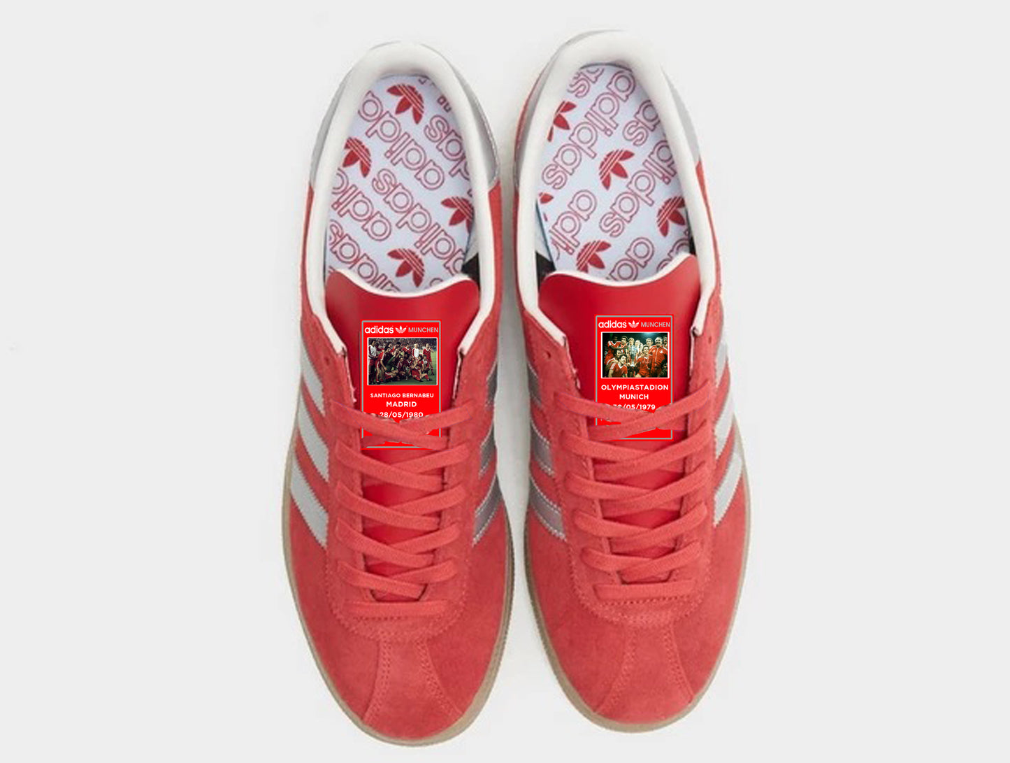 Limited edition Nottingham Forest European cup winners 79 and 80 Custom Adidas Munchen red custom trainers / sneakers