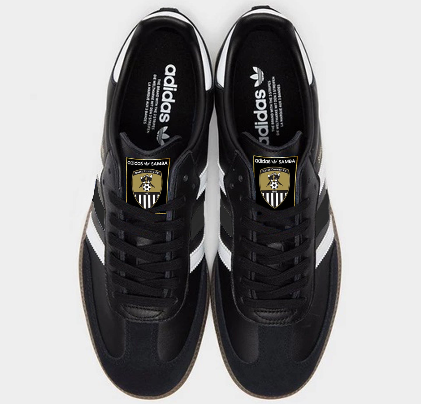 Limited edition Adidas Notts County black / white Samba trainers / sneakers