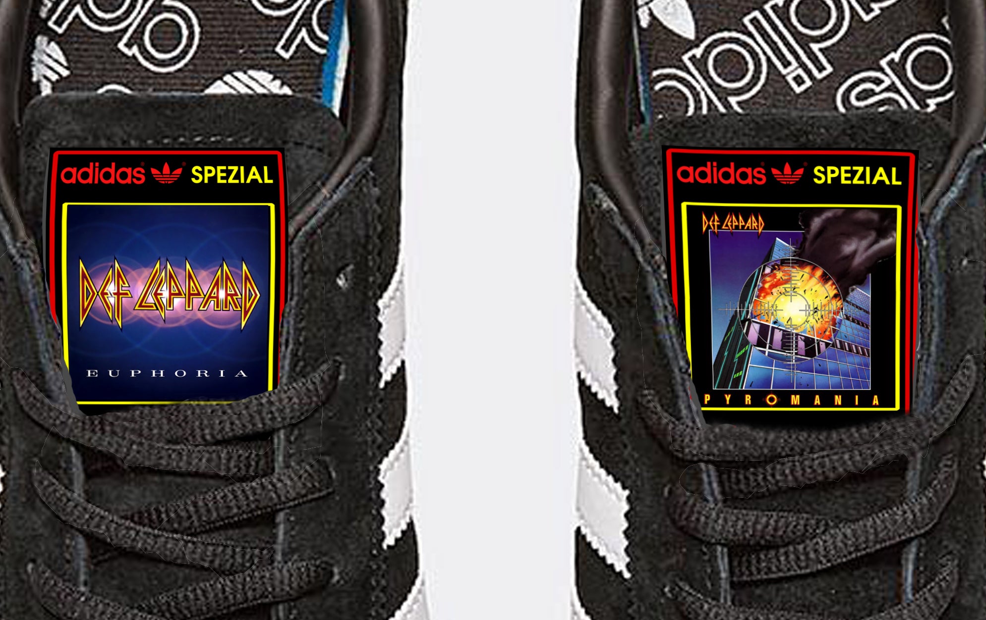 Limited edition Def Leppard - Adidas custom Black Spezial trainers / sneakers