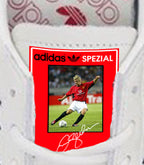 Limited edition Manchester United David Beckham inspired White Red / Black Adidas custom Spezial trainers  / sneakers