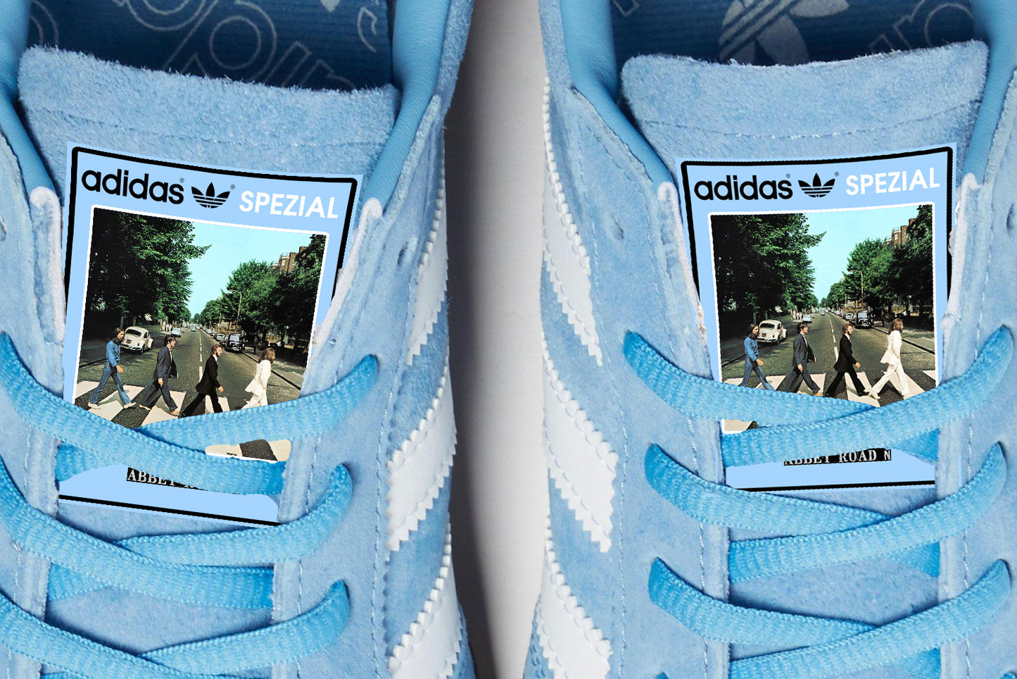 Limited edition The Beatles Abbey Road blue / white suede Adidas Handball Spezial trainers  / sneakers