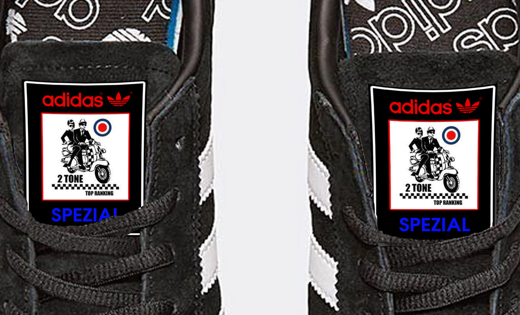 Limited edition Two tone Ska Mods black / white Adidas custom Handball Spezial trainers / sneakers