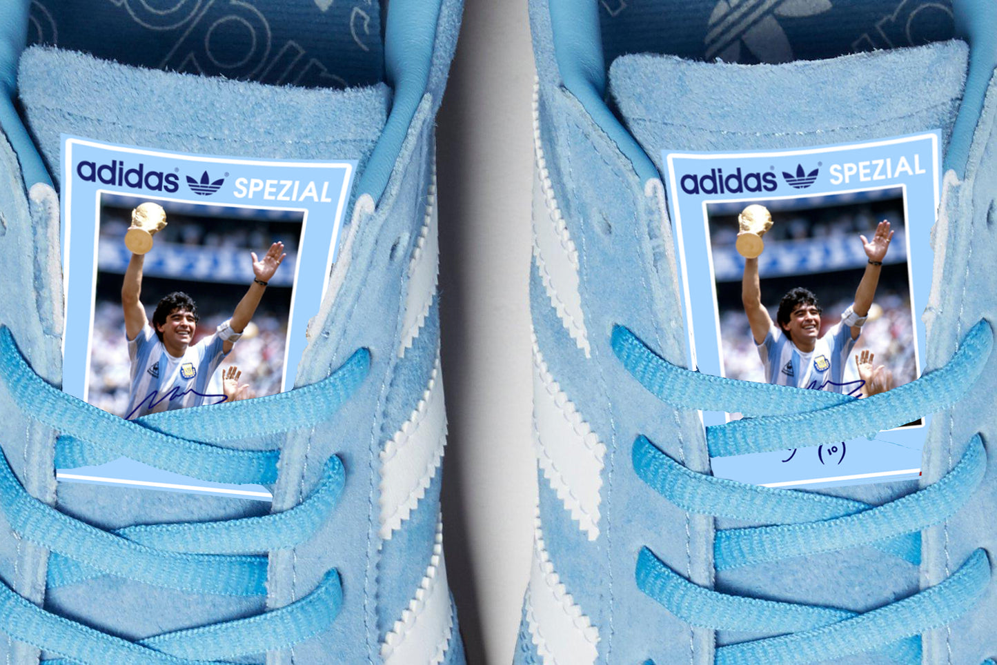 Limited edition Argentina Maradona `86 blue / white Adidas custom Handball Spezial trainers /sneakers