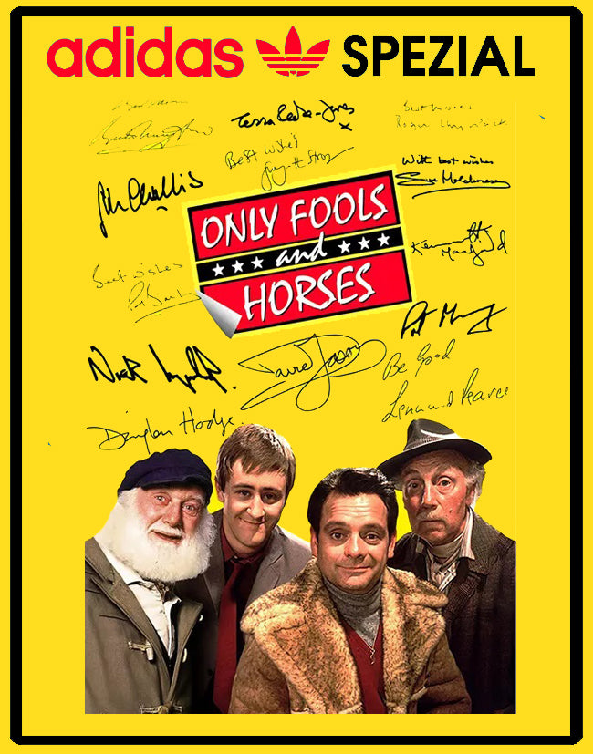 Limited edition Only Fools and Horses inspired Yellow Adidas custom Handball Spezial trainers / sneakers