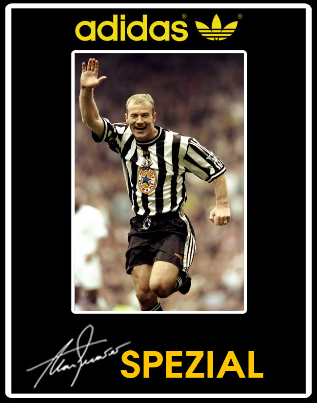Limited edition retro Newcastle Alan Shearer inspired Black /White/  Adidas custom Handball Spezial trainers / sneakers