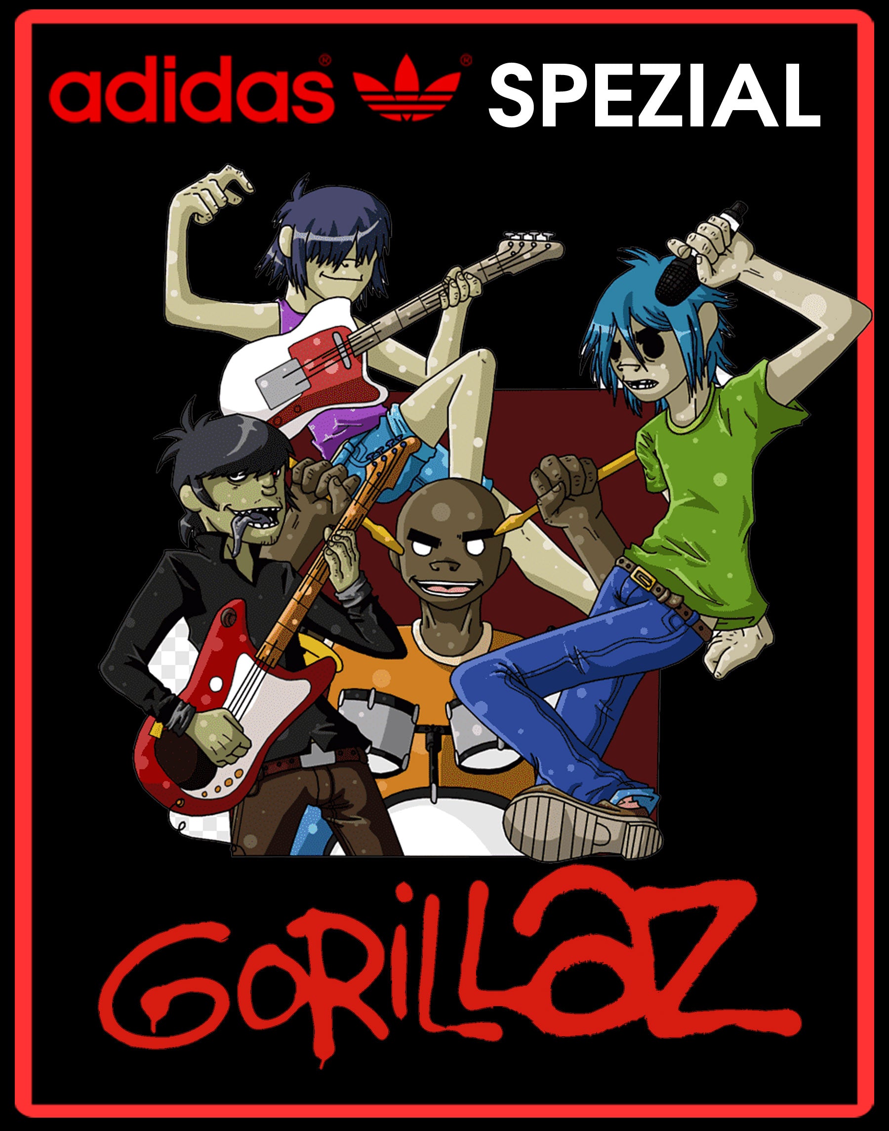 Limited edition Gorillaz Adidas Black custom Spezial trainers / sneakers