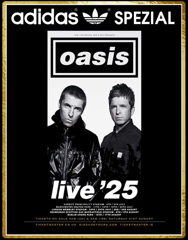 Limited edition Oasis Live 25 Reunion tour Adidas custom Black / white Handball Spezial trainers / sneakers