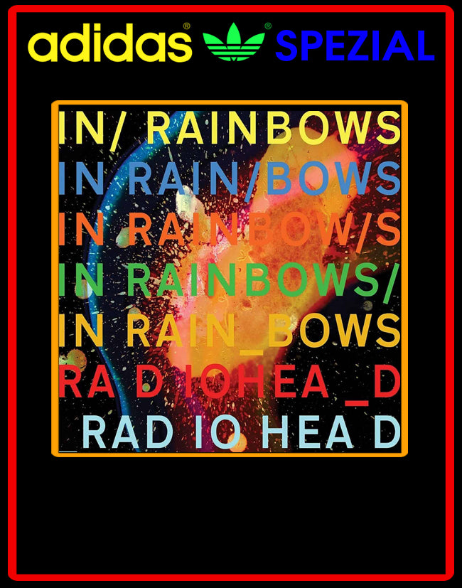 Limited edition Radiohead In rainbows black / white Adidas custom Handball Spezial trainers / sneakers