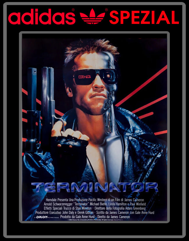 Limited edition The Terminator movie black / grey Adidas custom Handball Spezial trainers / sneakers