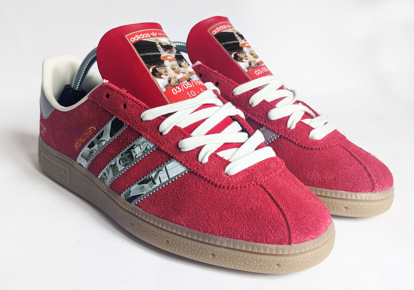 Limited edition Hull KR 1980 Challenge cup winners Adidas custom Munchen red / white/ silver trainers / sneakers