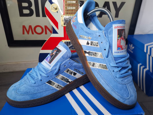 Limited edition Oasis Maine road `96 inspired blue /white Adidas custom Handball Spezial trainers / sneakers