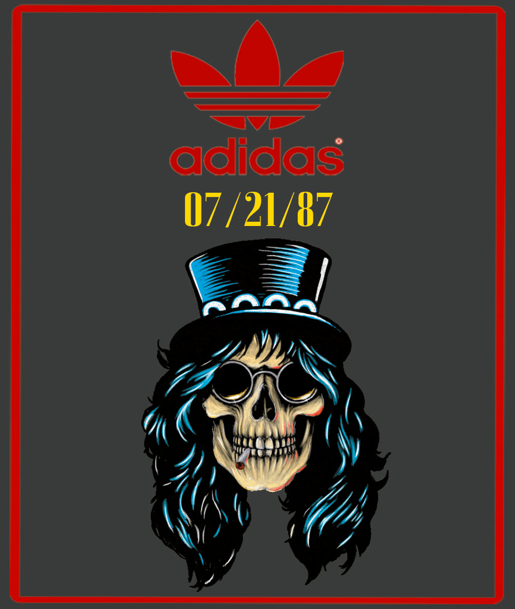 Limited edition Guns N Roses Appetite For Destruction black / red / yellow Adidas custom Handball Spezial trainers / sneakers
