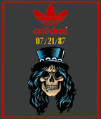 Limited edition Guns N Roses Appetite For Destruction black / red / yellow Adidas custom Handball Spezial trainers / sneakers