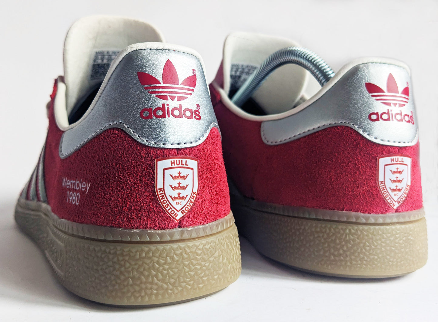 Limited edition Hull KR 1980 Challenge cup winners Adidas custom Munchen red / white/ silver trainers / sneakers